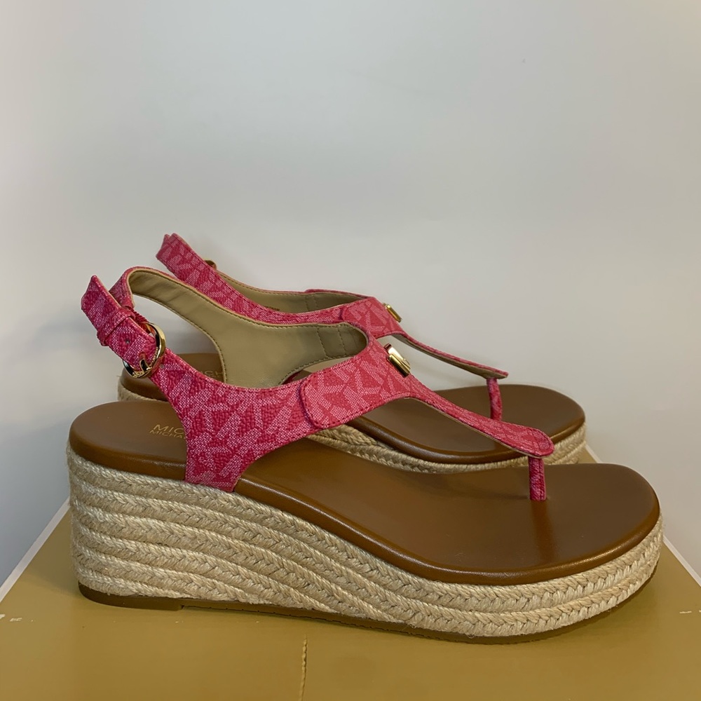 Michael Kors Laney Logo Thong Espadrille Wedge Sandals